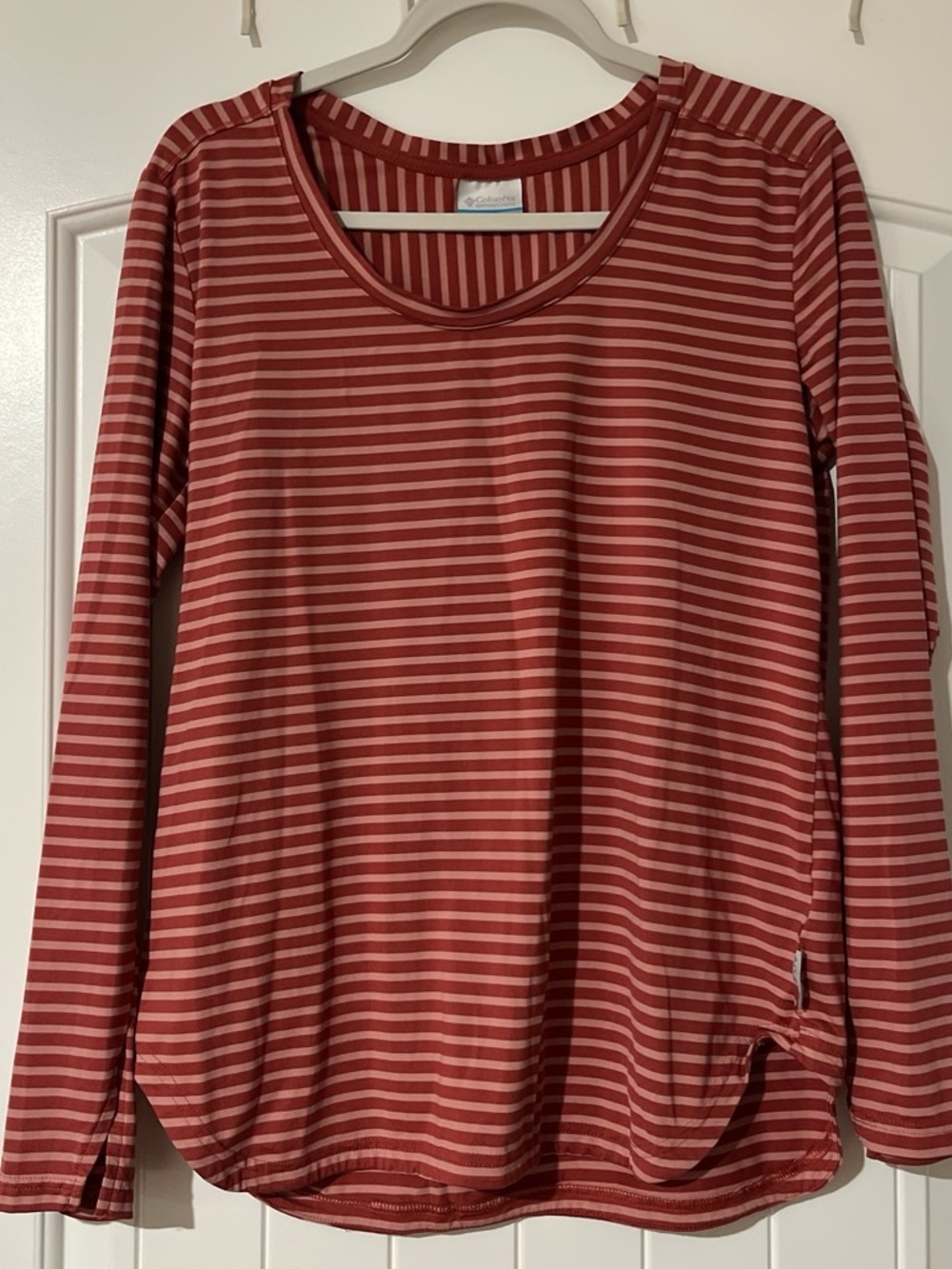 Columbia Sportswear Company Striped Long Sleeve Scoop Neck Top - Rust/Blush